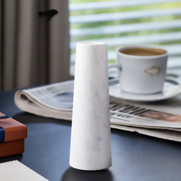 large white marble cylinder vase for flowers