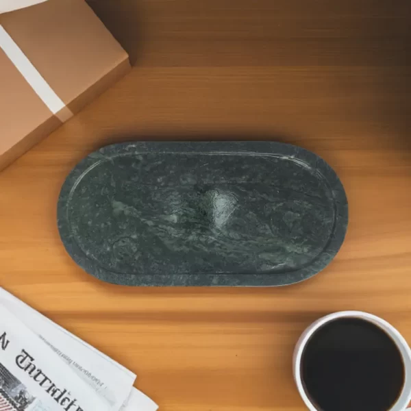 oval marble green tray