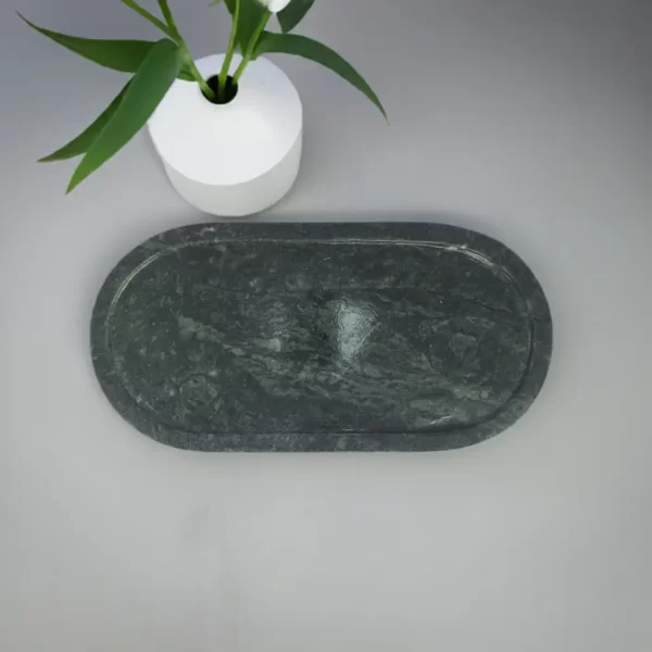 oval marble green tray for bathroom