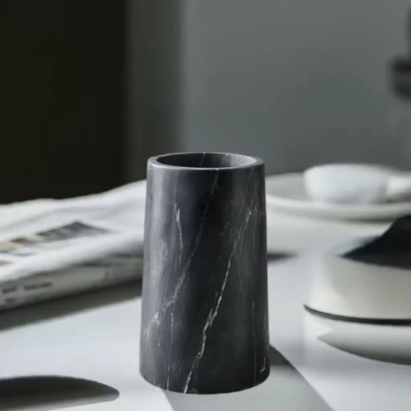 small black marble cylinder vase 658974563