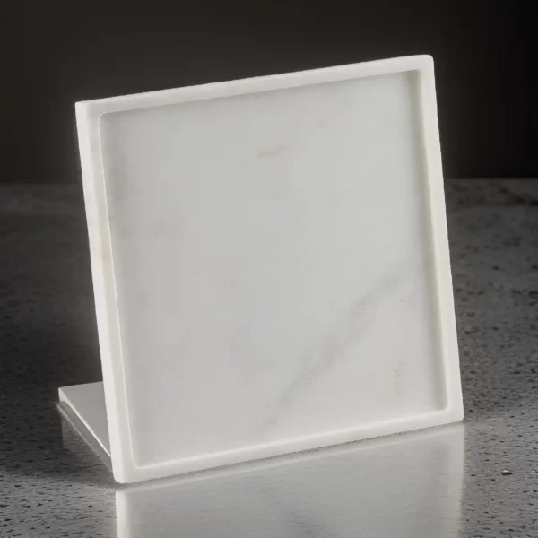 square shape white marble tray for bathroom