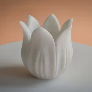 White Marble Lotus Diya and Candle Holder