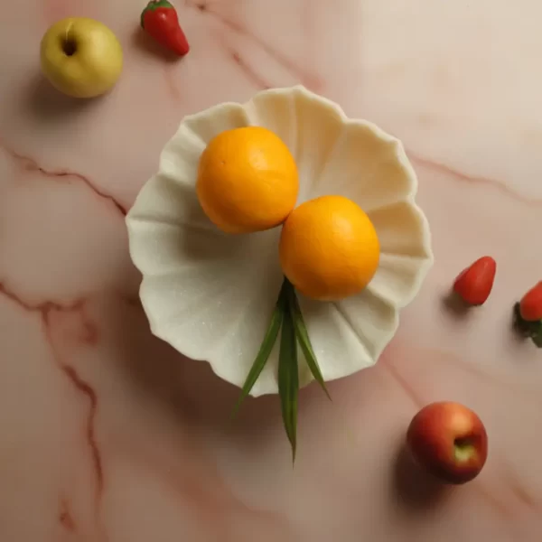 Decorative White Marble Lotus Bowl