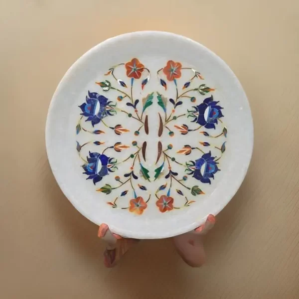 handcrafted marble inlay plate model 240817