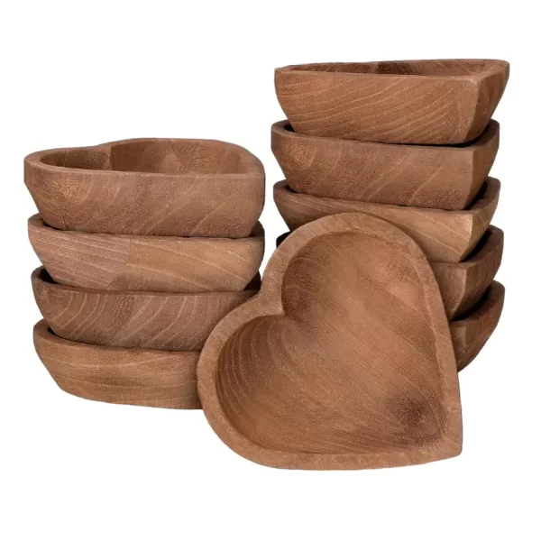 heart shaped wooden dough bowls