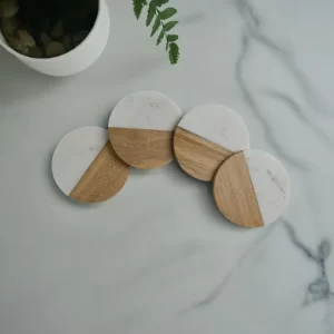 round marble and wood coasters wholesale