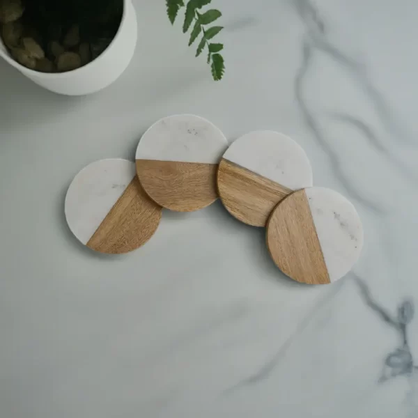 round marble and wood coasters wholesale