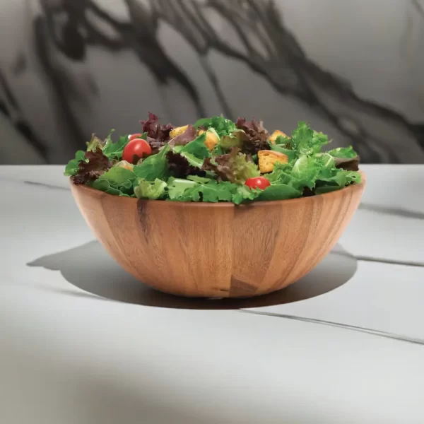 wood round bowl for salads