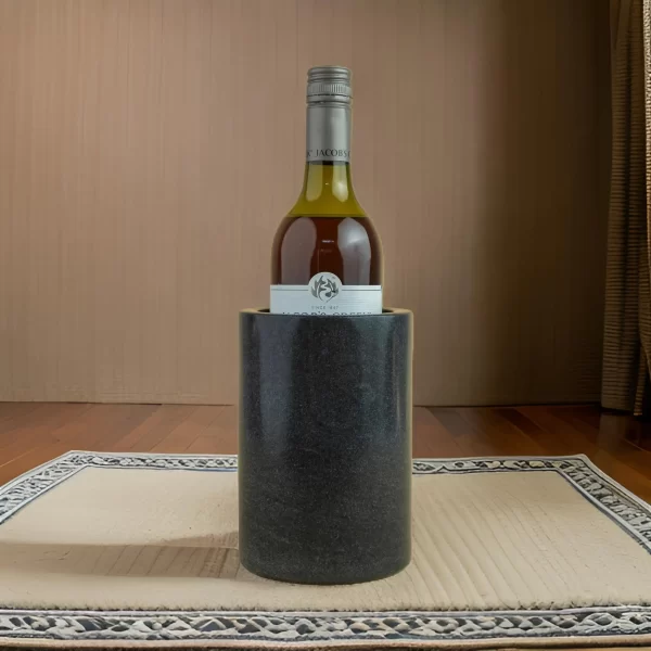 black marble wine chiller with wine bottle