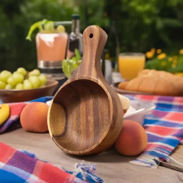 wooden bowl with-handle