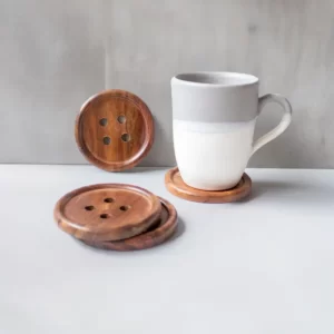 Wooden Button Tea Coasters for Table