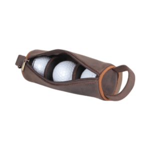 Handcrafted Leather Golf Ball Pouch Brown and Tan